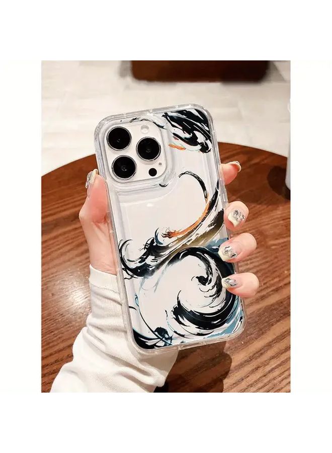 Transparent Ink Painting Phone Case Compatible with iPhone 14 Plus Protective Cover - Image 1